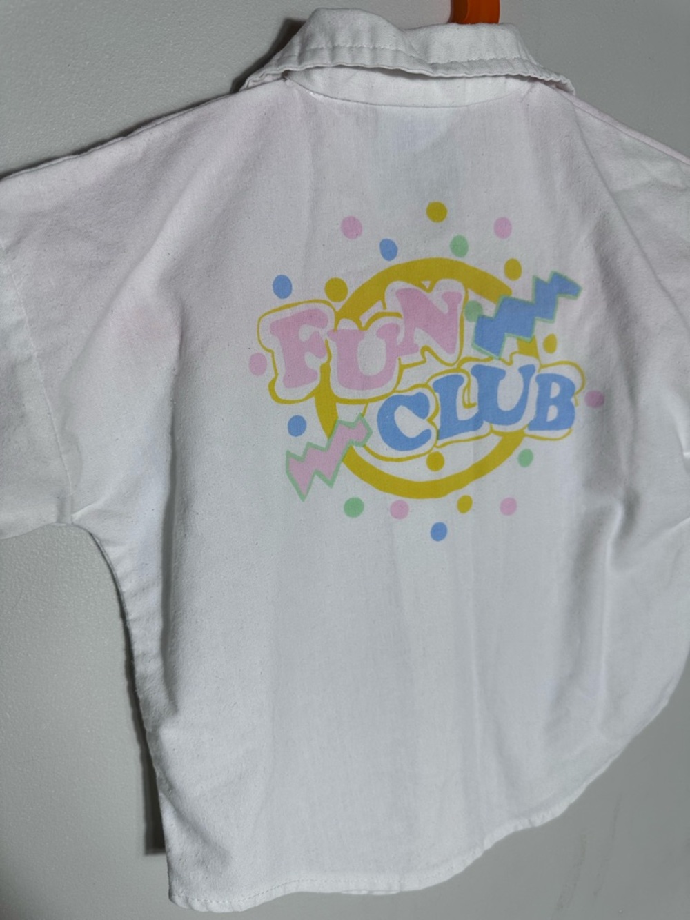 Vintage healthtex White Button-Down Kids Shirt with Pastel Graphic